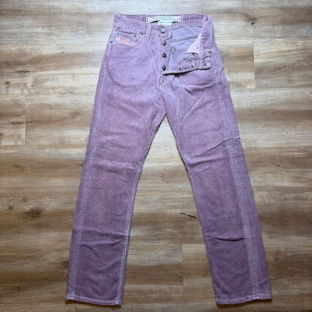 Diesel Corduroy Pants Mens 28x30 Purple Straight Leg Made in Italy Button Fly